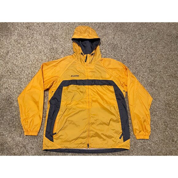 Columbia Men's Vented Hooded Jacket Gold Yellow Gray Size L - Picture 1 of 9